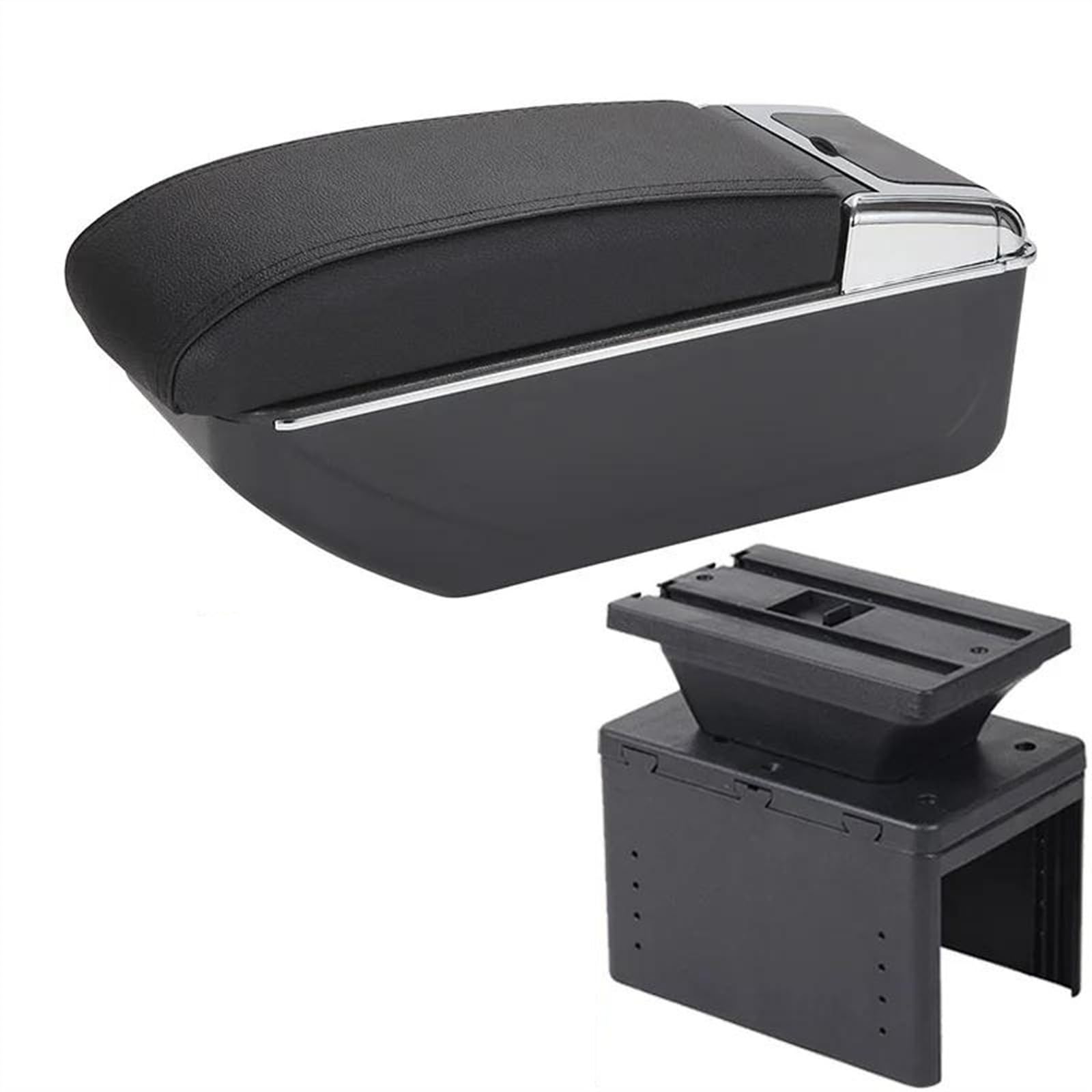 NMJLQW Storage Rack Center Console Armrest Storage Box For Hyundai I20 2021 2022 Car Interior Parts Modification Accessories(D2 Black line No USB)