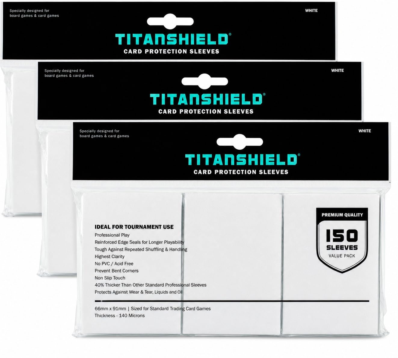 TitanShield Premium Card Sleeves, White, Standard, 450 Sleeves