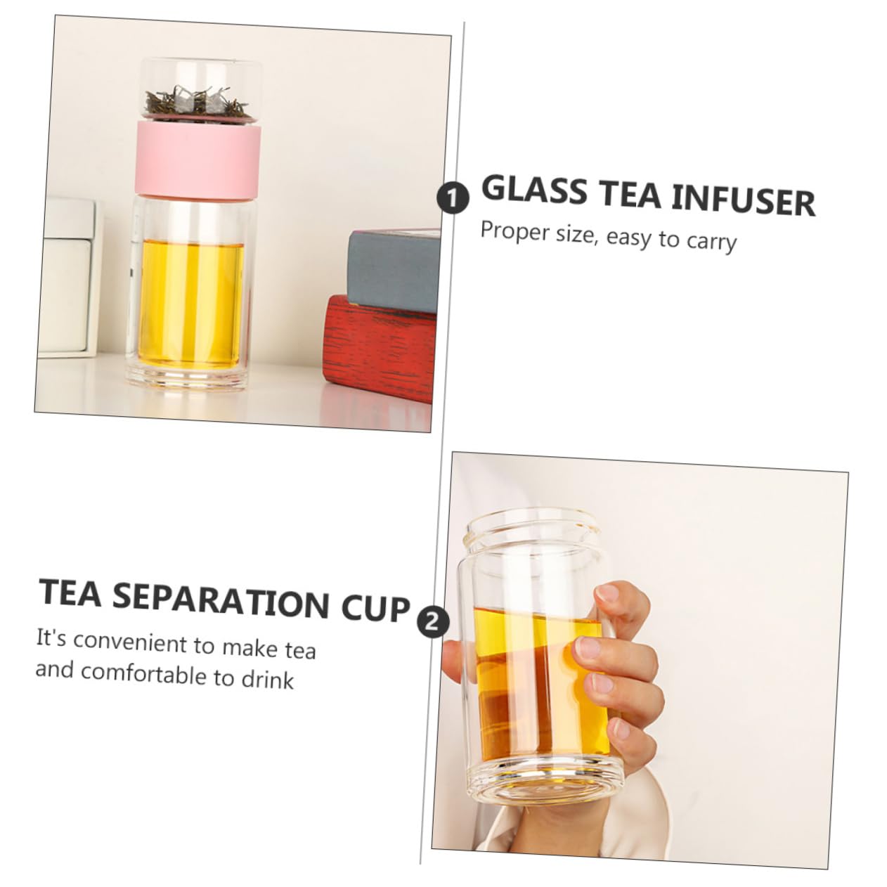Cabilock 1pezzi Tazza Da Tè Trasparente Con Coperchio e Manico Per Infusione e Separazione Del Tè Perfetta Per Ufficio e Viaggi Cabilock 1pezzi Tazza Da Tè Trasparente Con Coperchio e Manico Per Infusione e Separazione Del Tè Perfetta Per Ufficio e Viaggi