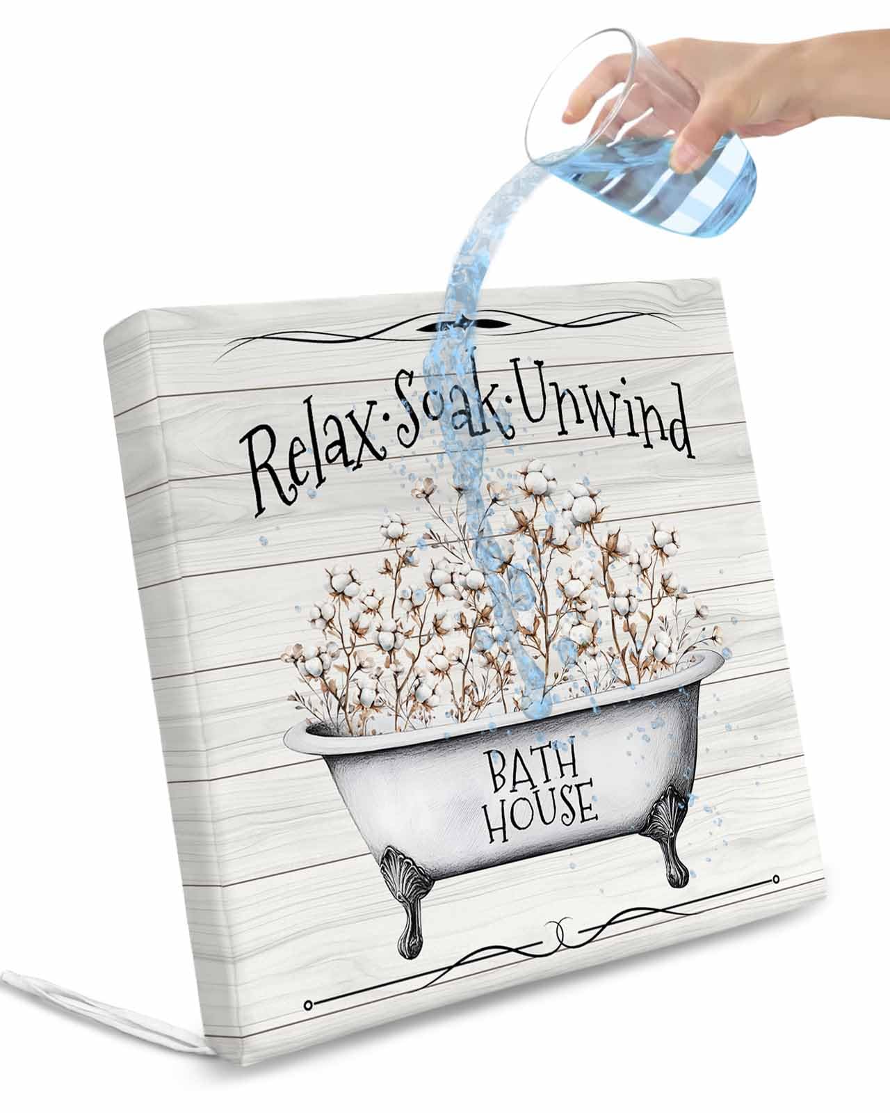 2 Pack Botanical Flowers Waterproof Cushion Covers with Ties, Outdoor Patio Chaise Lounge Chair Seat Cushion Slip Covers Replacement(Only Cover) Simple Country WoodEen Grain Art 20