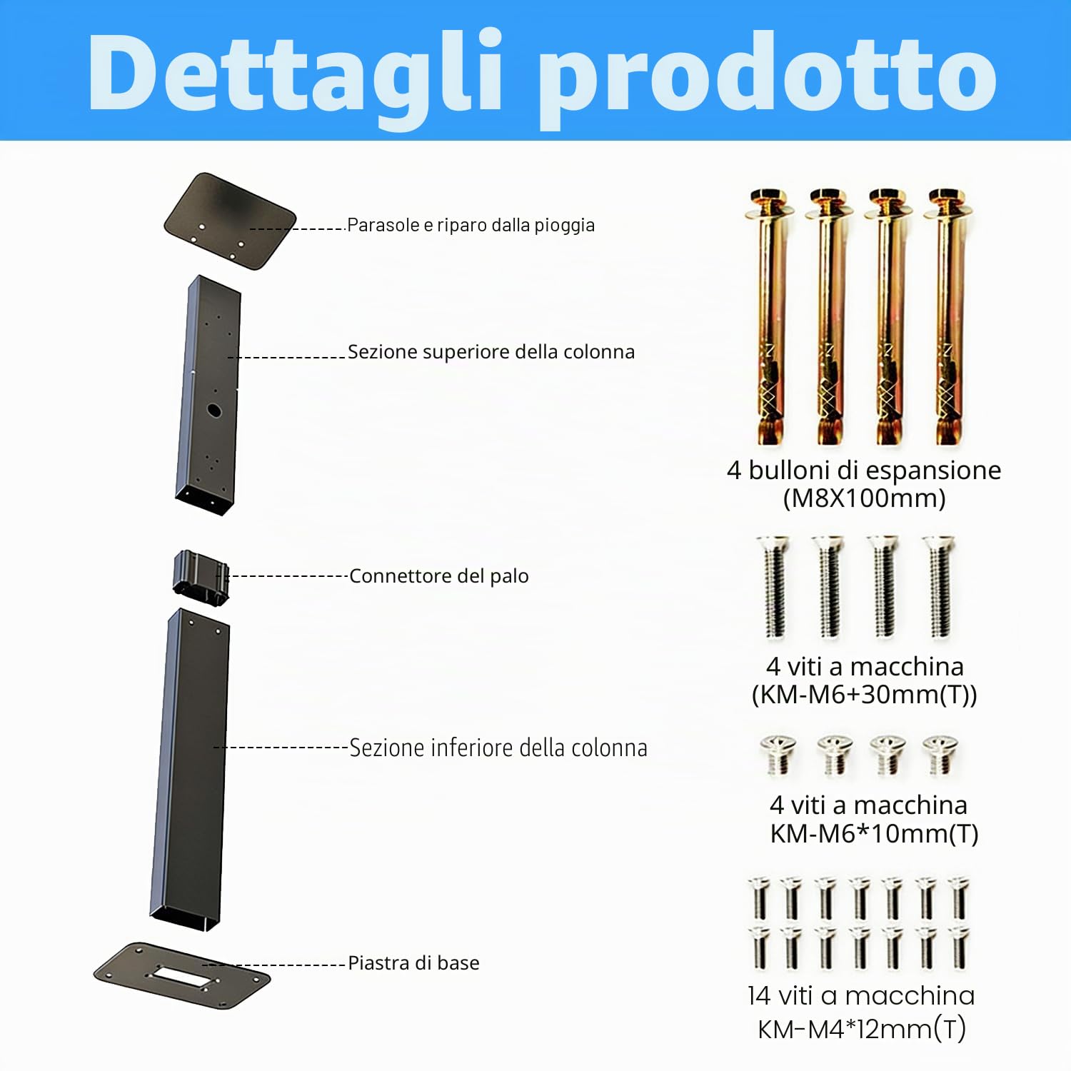 Supporto Universale per Wallbox, Colonna di Supporto Resistente alle Intemperie in Lega di Alluminio con Tetto, per Auto Elettriche (Escluse Le Stazioni di Ricarica)