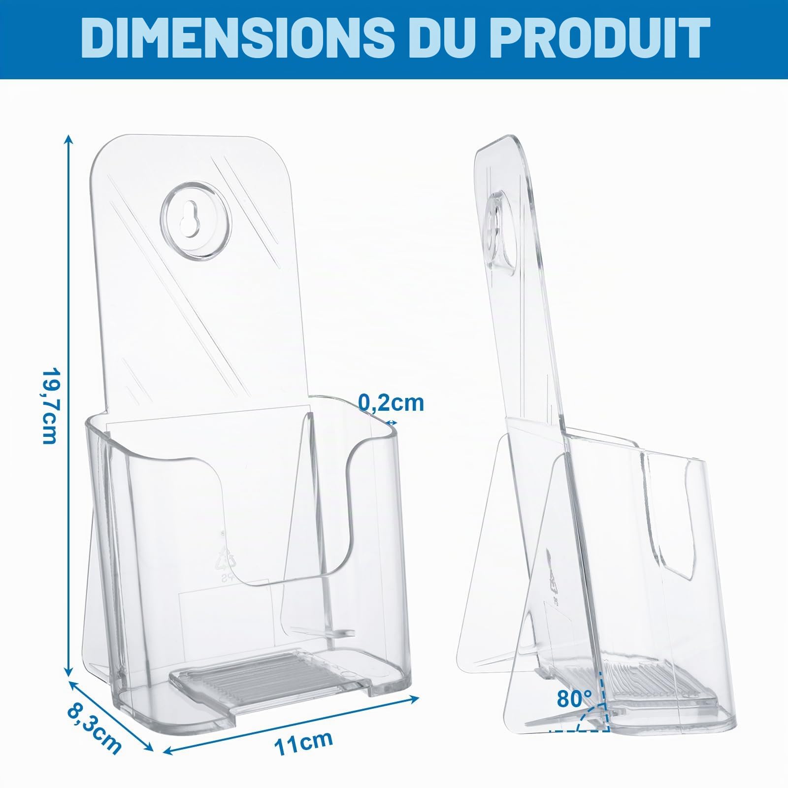 DAJAVE Lot de 6 supports pour flyers A6 en acrylique, présentoirs pour prospectus A6, supports pour flyers, supports pour brochures et prospectus, présentoir transparent pour prospectus