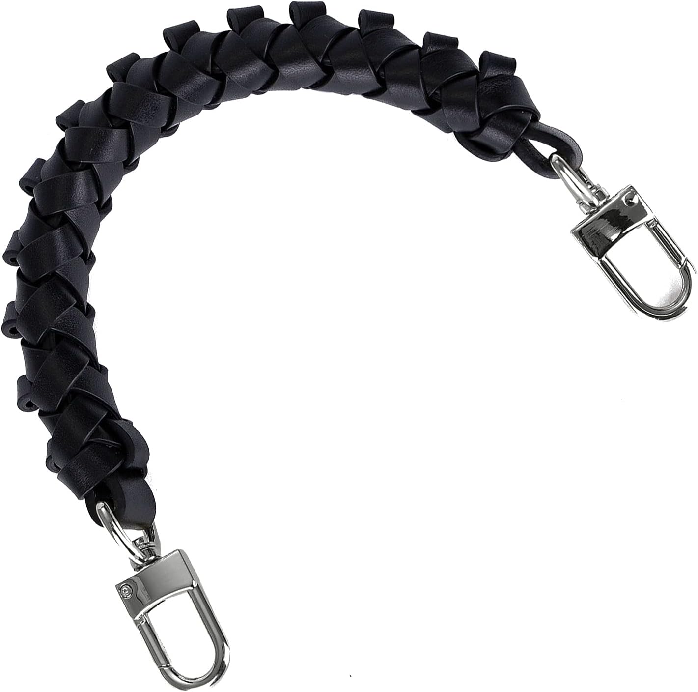 VanEnjoy Genuine Vachetta Leather Braided Handle Compatible for Beaubourg Hobo Top Handle Neonoe Strap (16" L, Black-Sliver Locks)