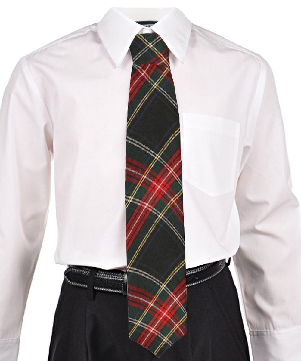 Cookie's Adjustable Banded Necktie with Clip - black/red/white/gold *plaid