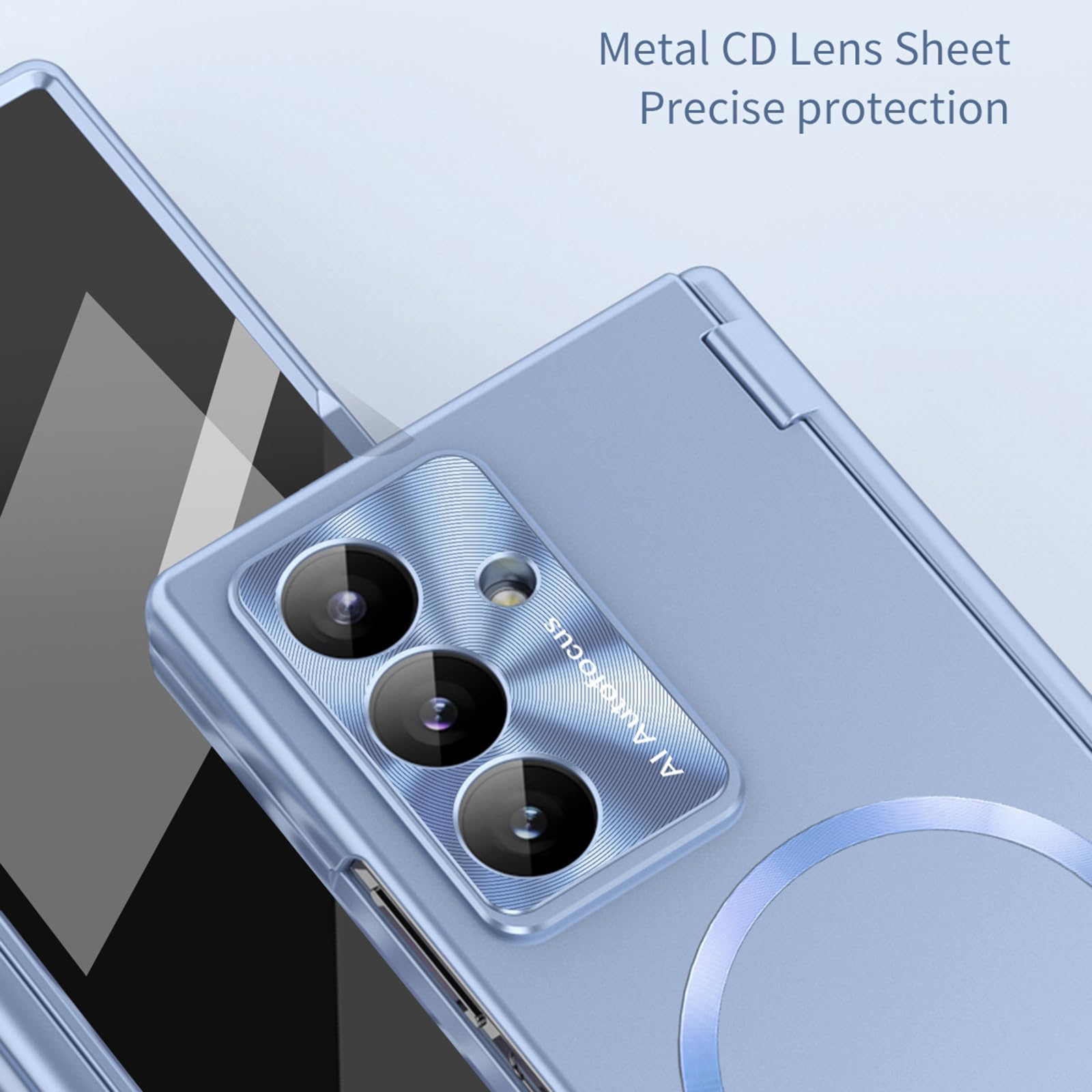 Magnetisch Hülle für Samsung Galaxy Fold 8 Ultra, Galvanik Gefrostet | All-inclusive Glas Bildschirm Objektiv Scharnier Schutzhülle mit Stift Halter Handyhülle,Schwarz,Fold 8 Ultra