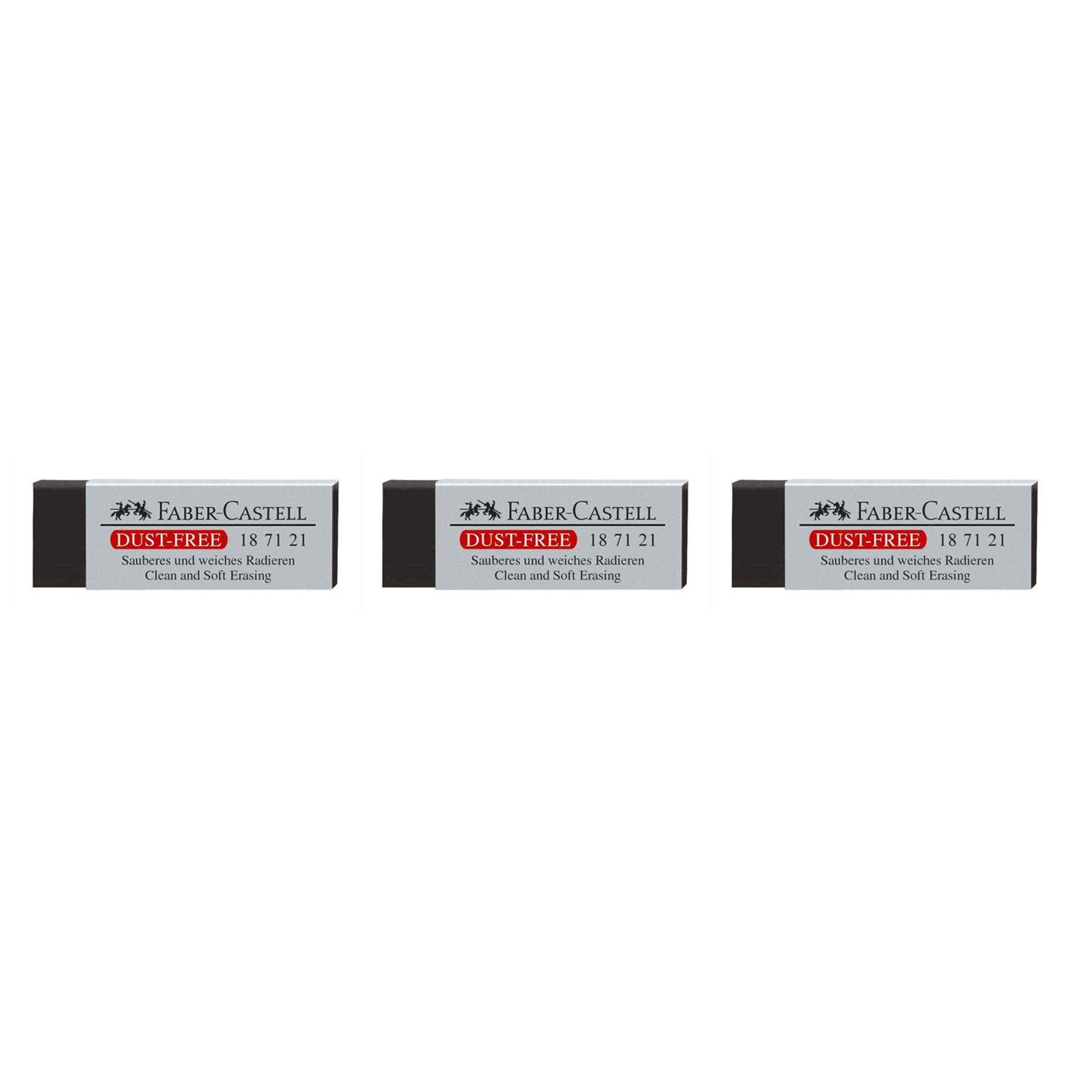 FABER-CASTELL Set di 3 gomme in plastica Dust-Free nere
