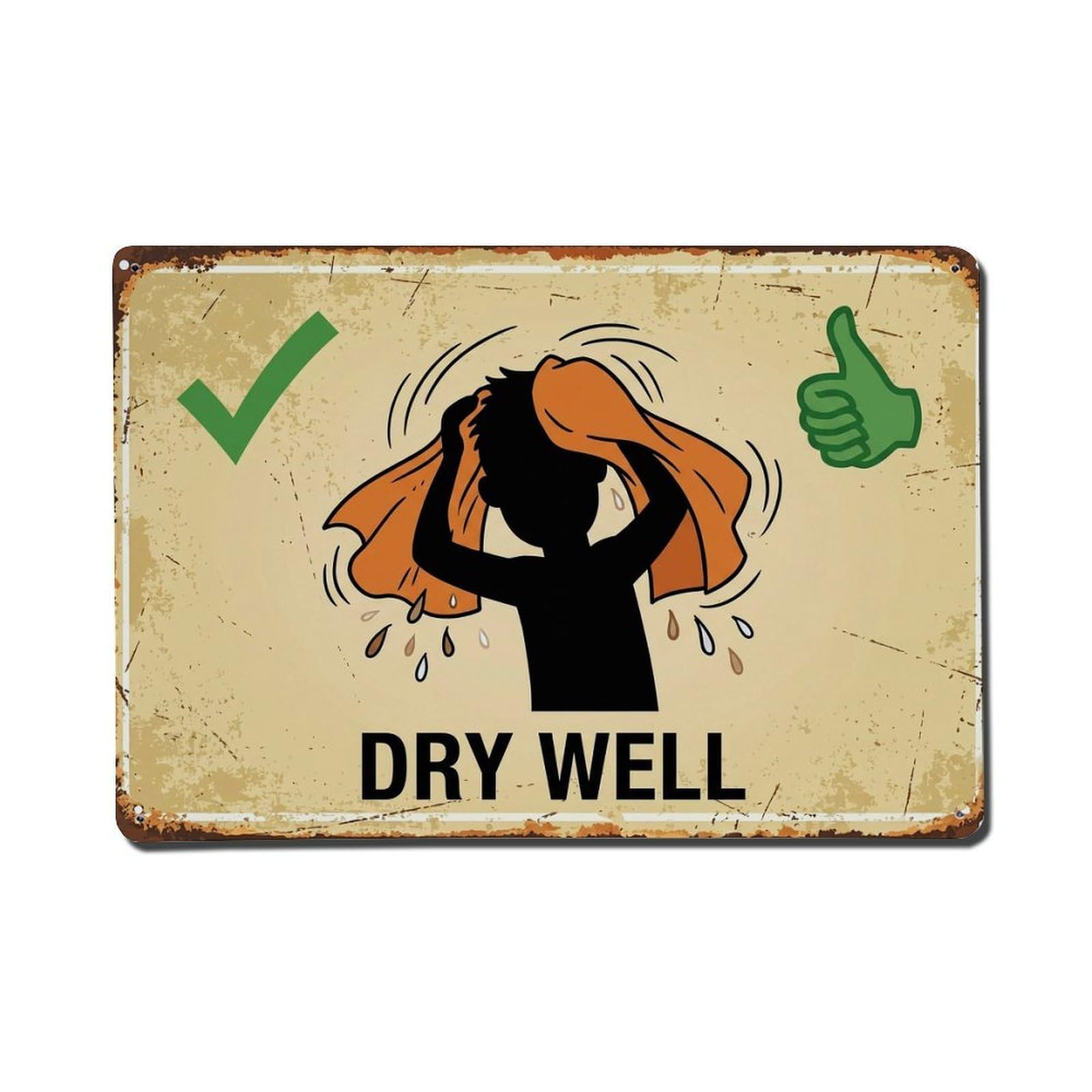Towel Dry After Bath Personal Vintage Metal Tin Sign Plaque Wall Decor for Cafe, Club, Garden Metal Poster 8x12Inch