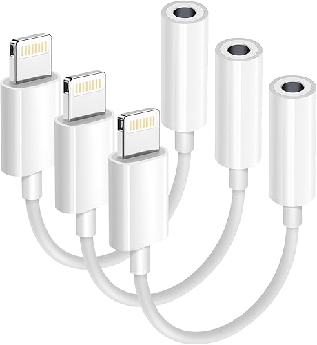 Miniatura 24 de Paquete de 3 adaptadores Lightning a conector de auriculares de 0.138 in con certificación MFi de Apple, para iPhone, adaptador auxiliar