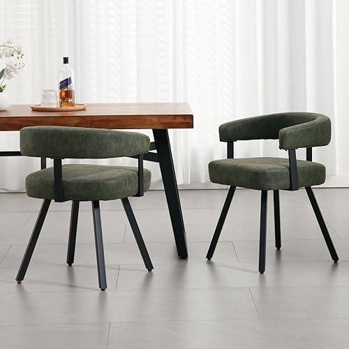 Miniatura 7 de DUOMAY Juego de 2 sillas de comedor de piel sintética, respaldo abierto curvo, sillas de cocina con patas de metal, modernas sillas laterales