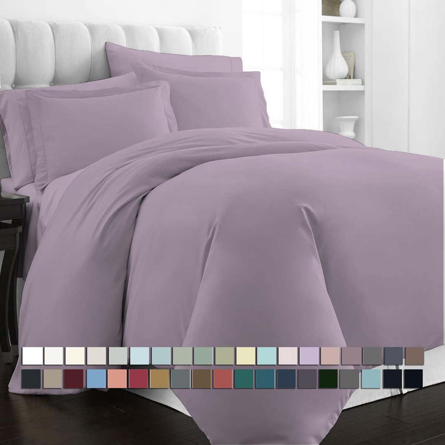 400 Thread Count Cotton Duvet Cover Set Queen Lavender
