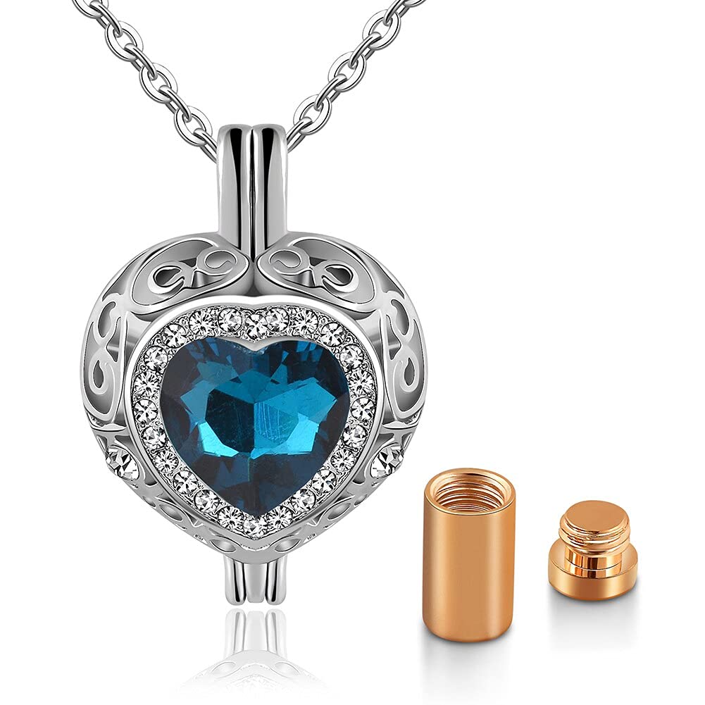 Urne funéraire cœur XLIAN326 hommage éternel bleu foncé