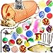 MULEVIP Giocattoli per Gatti 30 Pezzi Giochi per Gatti, Gioco Gatto da Interno Set, Gatto Giocattoli Interattivi con Tunnel, Erba Gatta, Bacchetta di Piume, Pesci, Palline e Campane