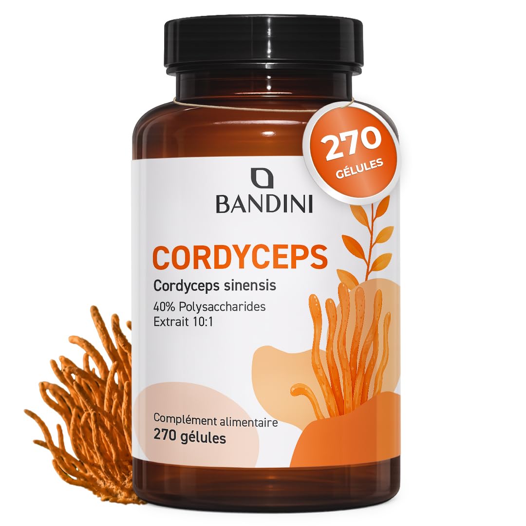 Bandini® Cordyceps Sinensis 6.500mg - 270 Gélules - Extrait de champignon vital CS-4 (10:1) - Énergie & Performance Sportive - 40% de Polysaccharides Bioactifs - Sans Additifs, Vegan - Pour 3 mois