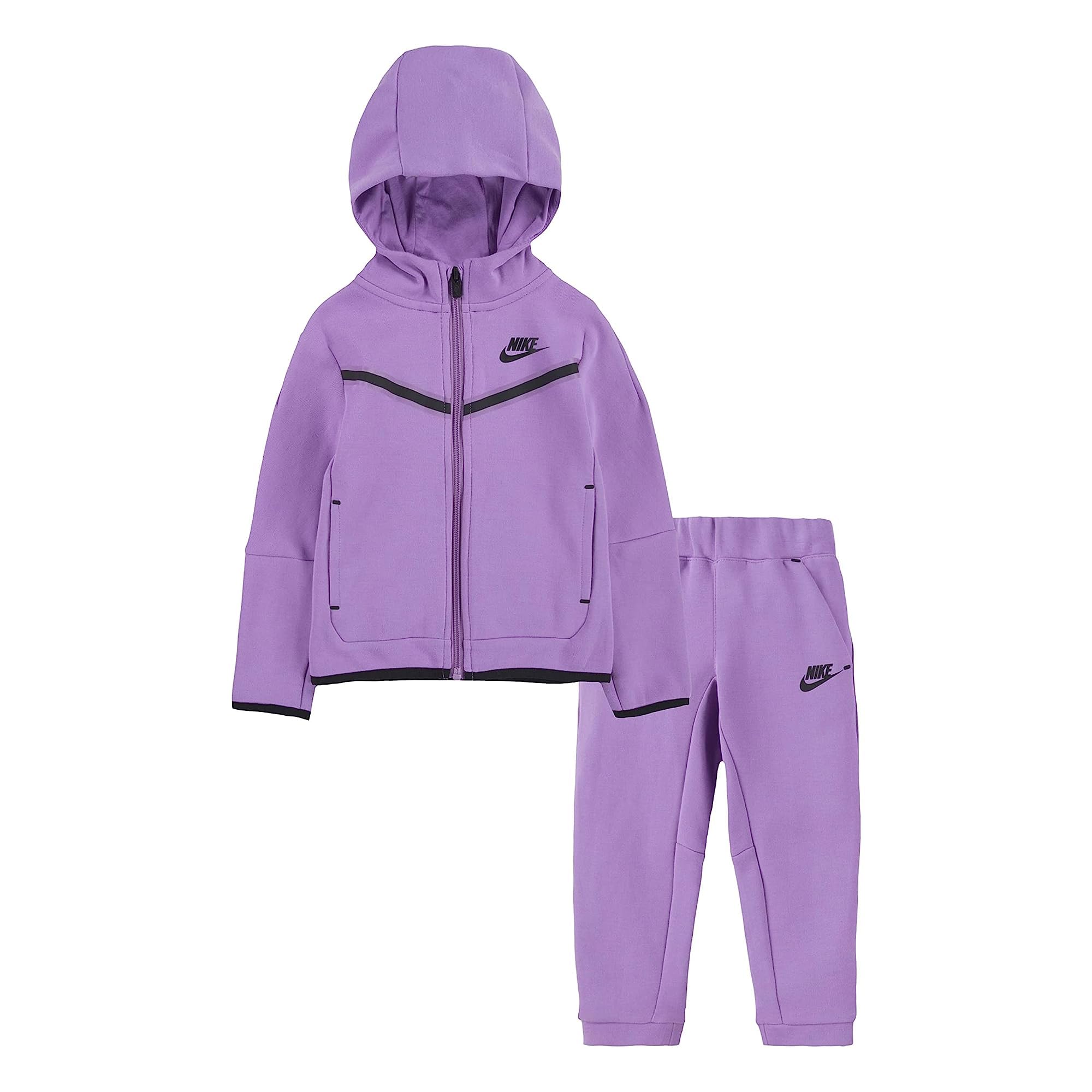 Nike Baby Girls Sportswear Tech Fleece Hoodie and Pants Set Toddler Violet Shock 3 Toddler