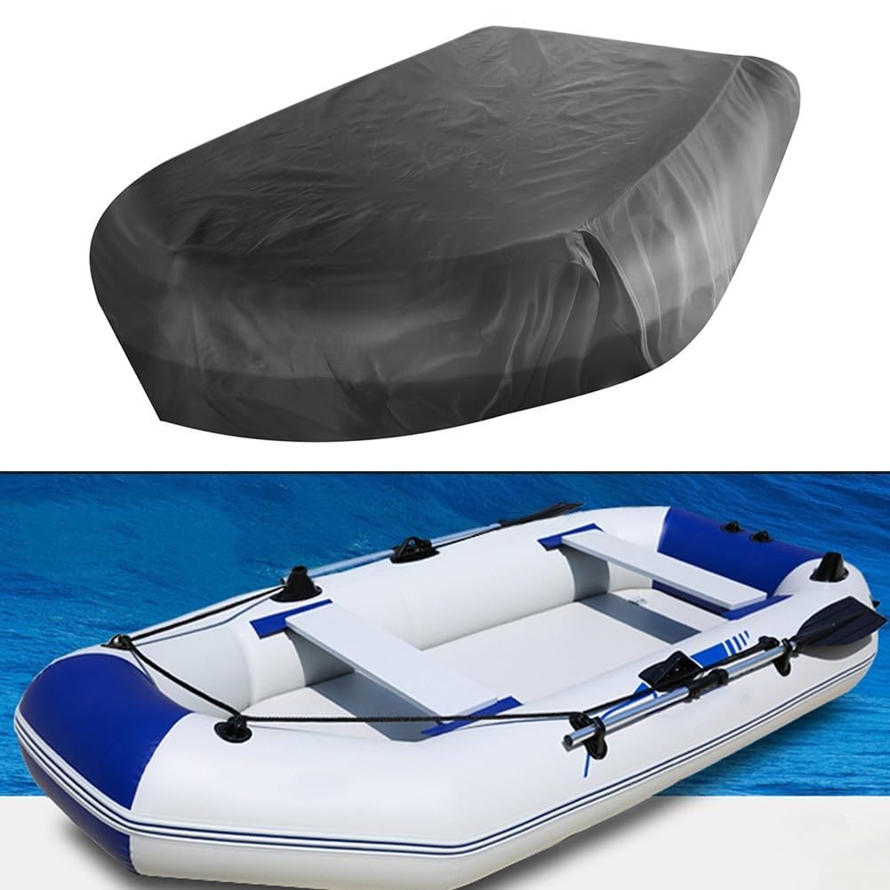 Bootsabdeckung, Bootsplane, 330X165X46 cm Größere Bootsabdeckung, 210D-Oxford-Stoff, Aufblasbare Boote, wasserdichte UV-Schutz Abdeckungen, Schwarz, Schutz Für Boote, Yacht, Schnellboot, Runabout