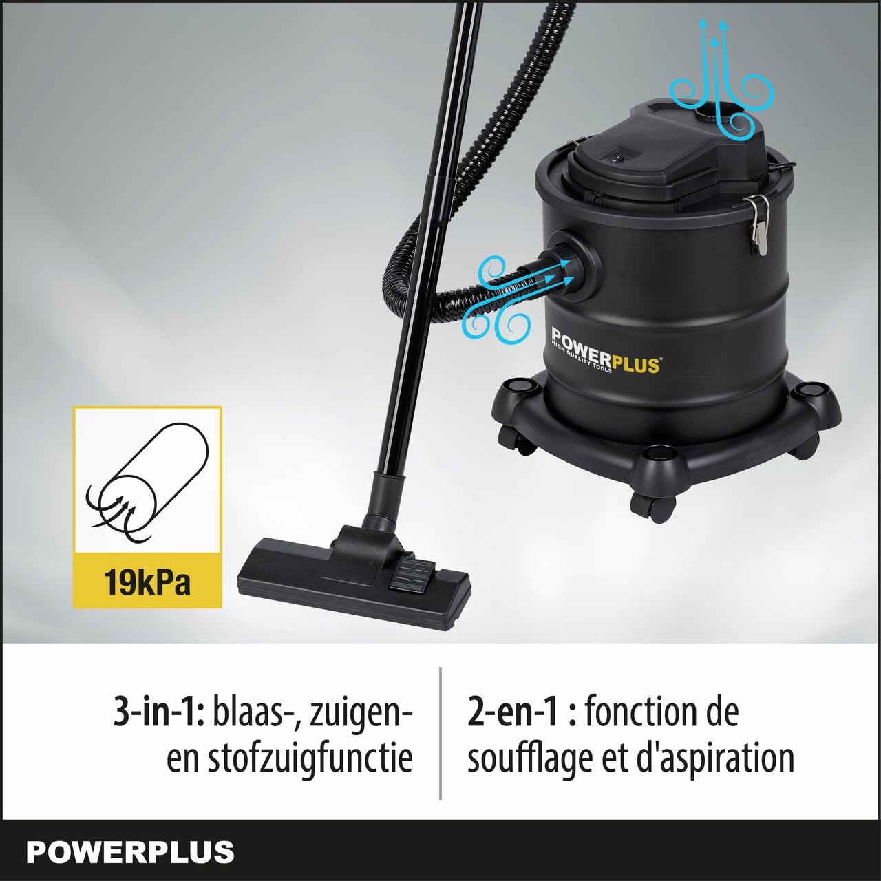 Varo Powerplus POWX308-1 elektryczny odkurzacz do popiołu 200 W, do kominka, pieca, do popiołu, zbiornik 20 l, maks. 60°