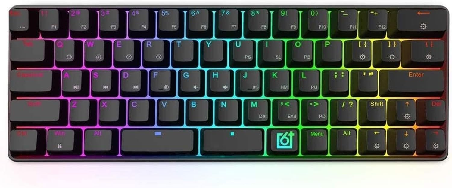 Przełączniki Klawiatury Mechanicznej RGB Klawiatura Złącze USB-C W Hot-swap Rozdzielona Spacja dla PC/Gamer/Maszynistka Przełącznik Niebieski Czarny
