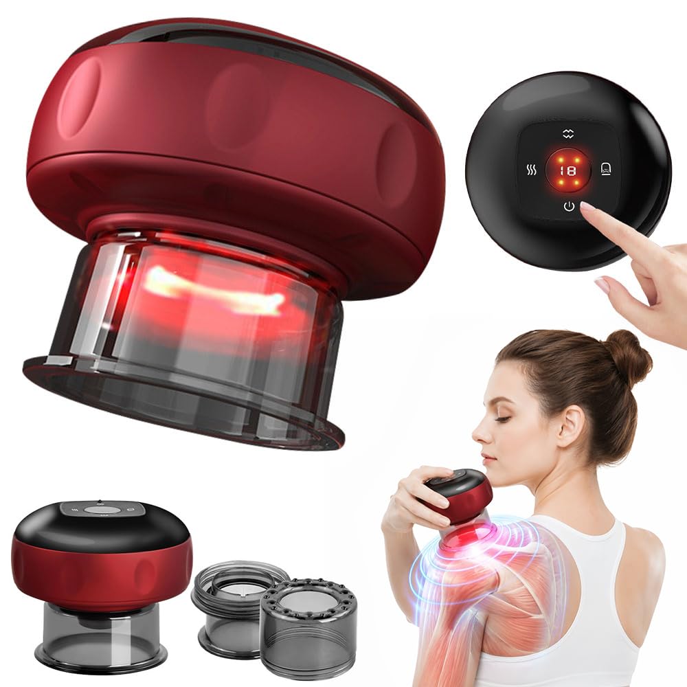 Ventouse électrique infrarouge, Ensemble de thérapie électrique intelligent, Ventouse Intelligente, 12 Températures Réglables, pour Soulage les Douleurs et Tensions Musculaires