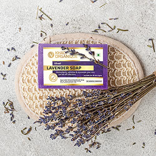 Image of Khadi Organique Natural Herbal Pure Lavender Soap Pack of 3 (100% Handmade Soap)