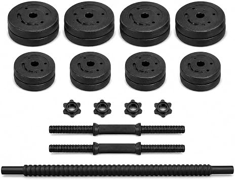 Adjustable Dumbbell & Barbell Set 10 50KG with Connecting Rod, Home Gym Weight Lifting Equipment Set, Strength Training Weights Kit with Anti-Slip Handles, Spinlock Plates Full Body Workout Fitness