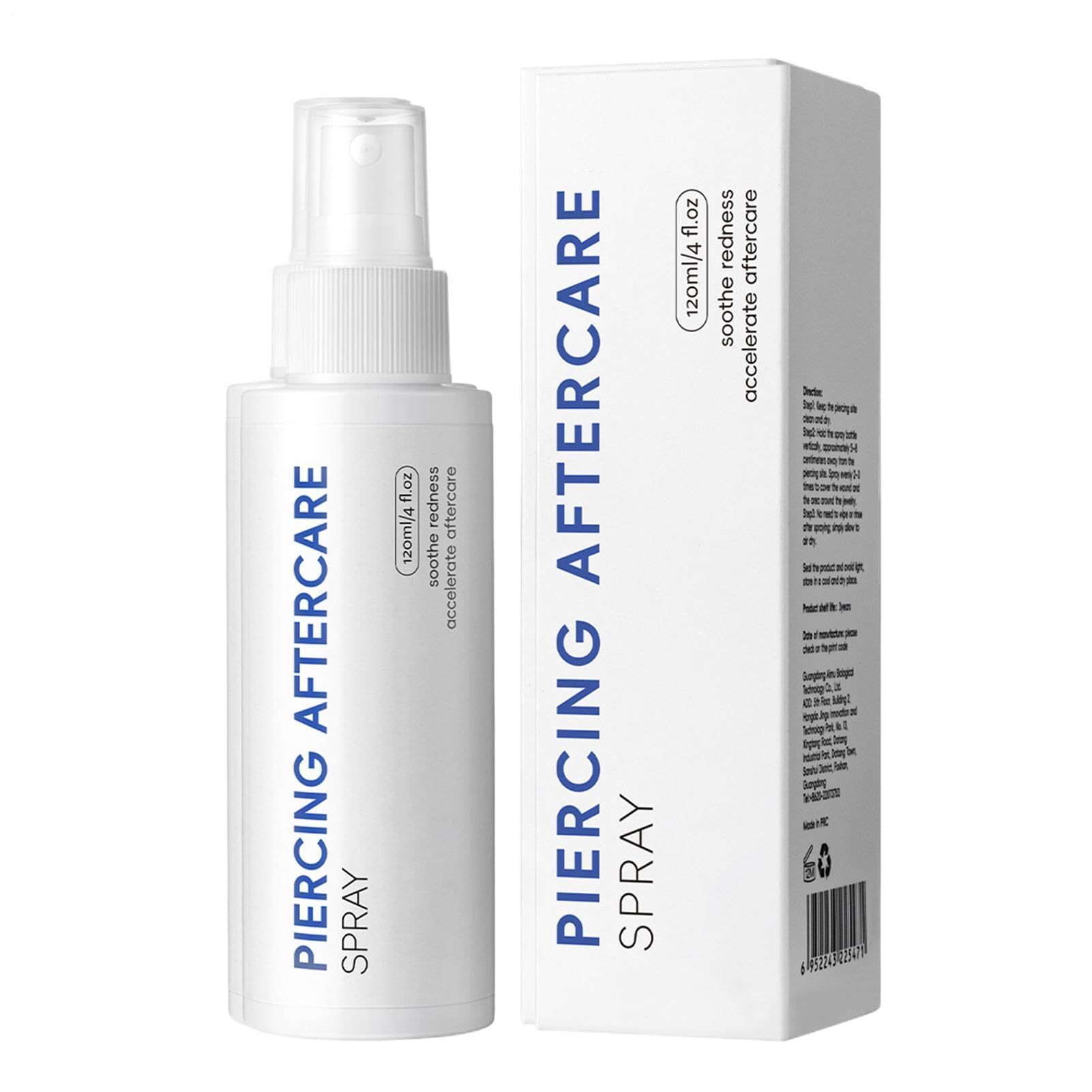 Care Piercing Spray - Piercing Cleaning Solution for Comfort ¦ 120ml Sterile Saline Sprays with Gentle Mist, Healing Solution for Ear Nose Belly, Fast Absorption Spray for Face, Travel Fitness