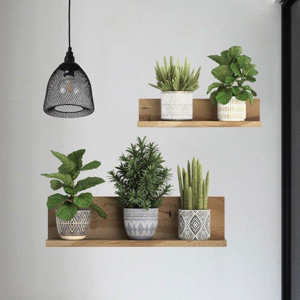 Hrippy Style3 Potted Plants Leaves Wall Stickers 3D Hanging Shelves Plants Wall Art Decals Decorations For Bedroom Living Room Murals