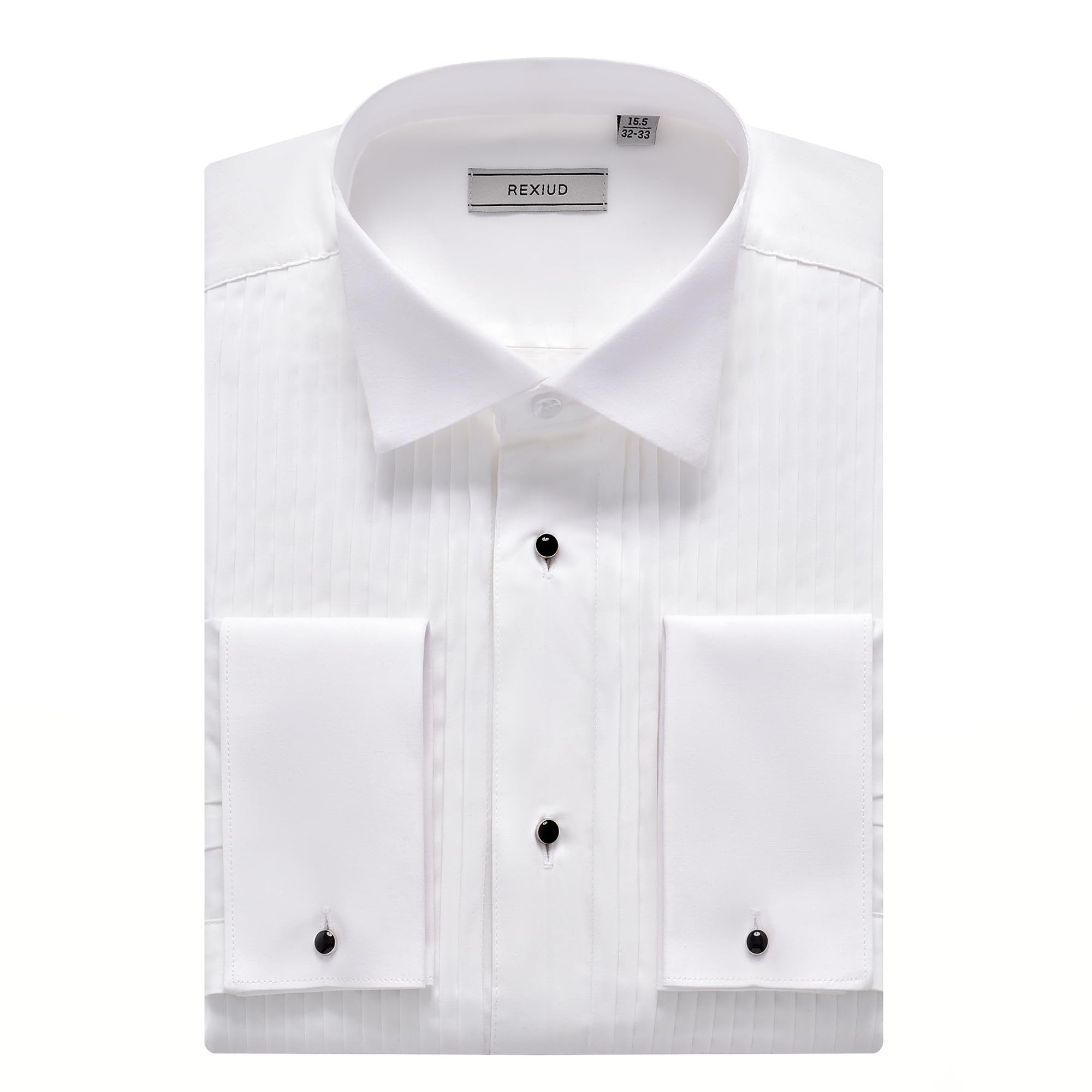 Camicia da smoking da uomo, bianca, collo ad aletta, petto plissettato, polsini francesi, elastica ed elegante, per occasioni formali