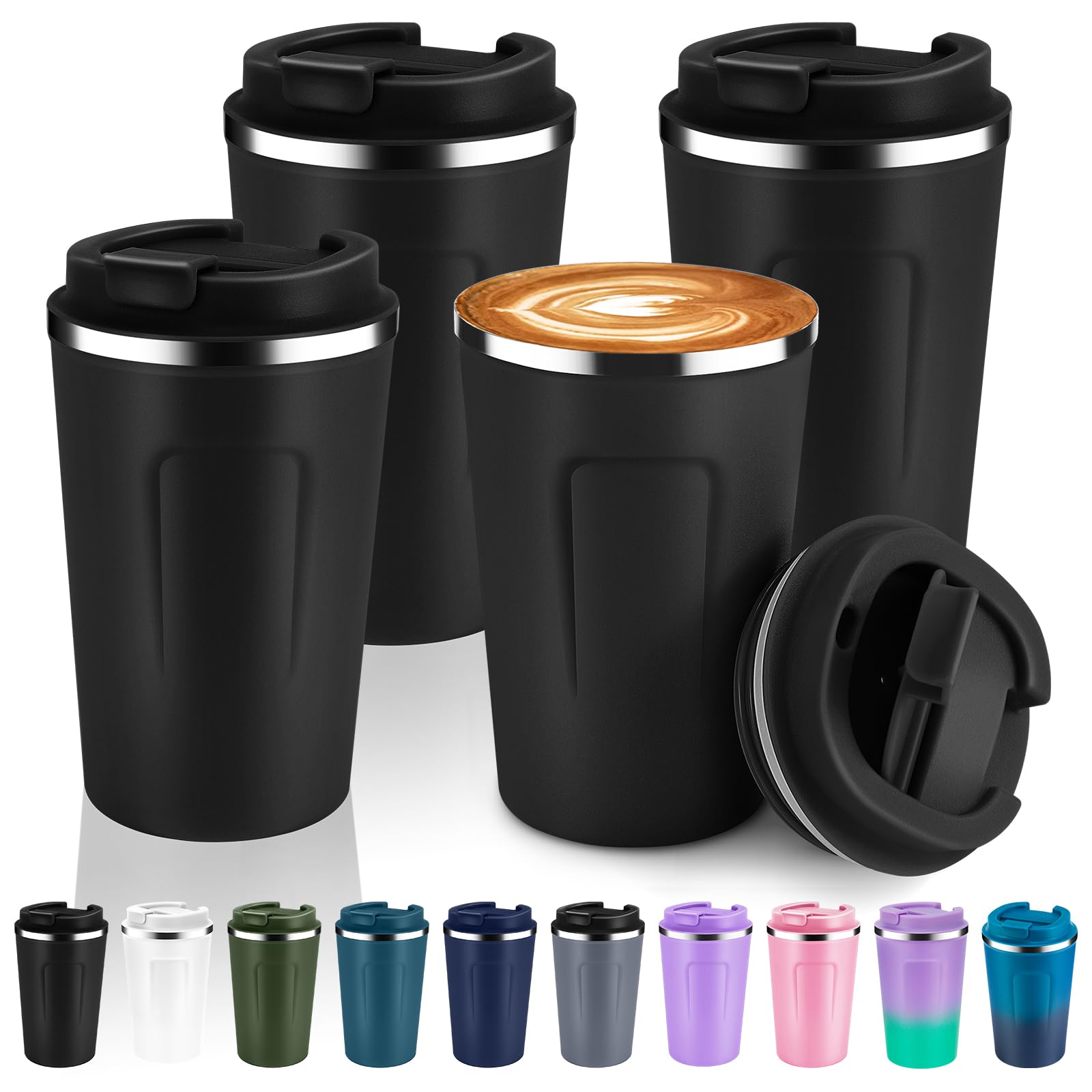 Taza De Viaje Aislada Volhoply - 12 Oz, Acero Inoxidable, Libre De BPA | Mantiene Frío Y Calor Por Horas