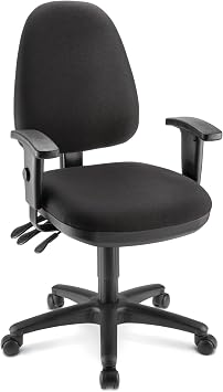 WorkPro Patriot Multifunction Ergonomic Fabric Task Chair, Black, BIFMA Compliant