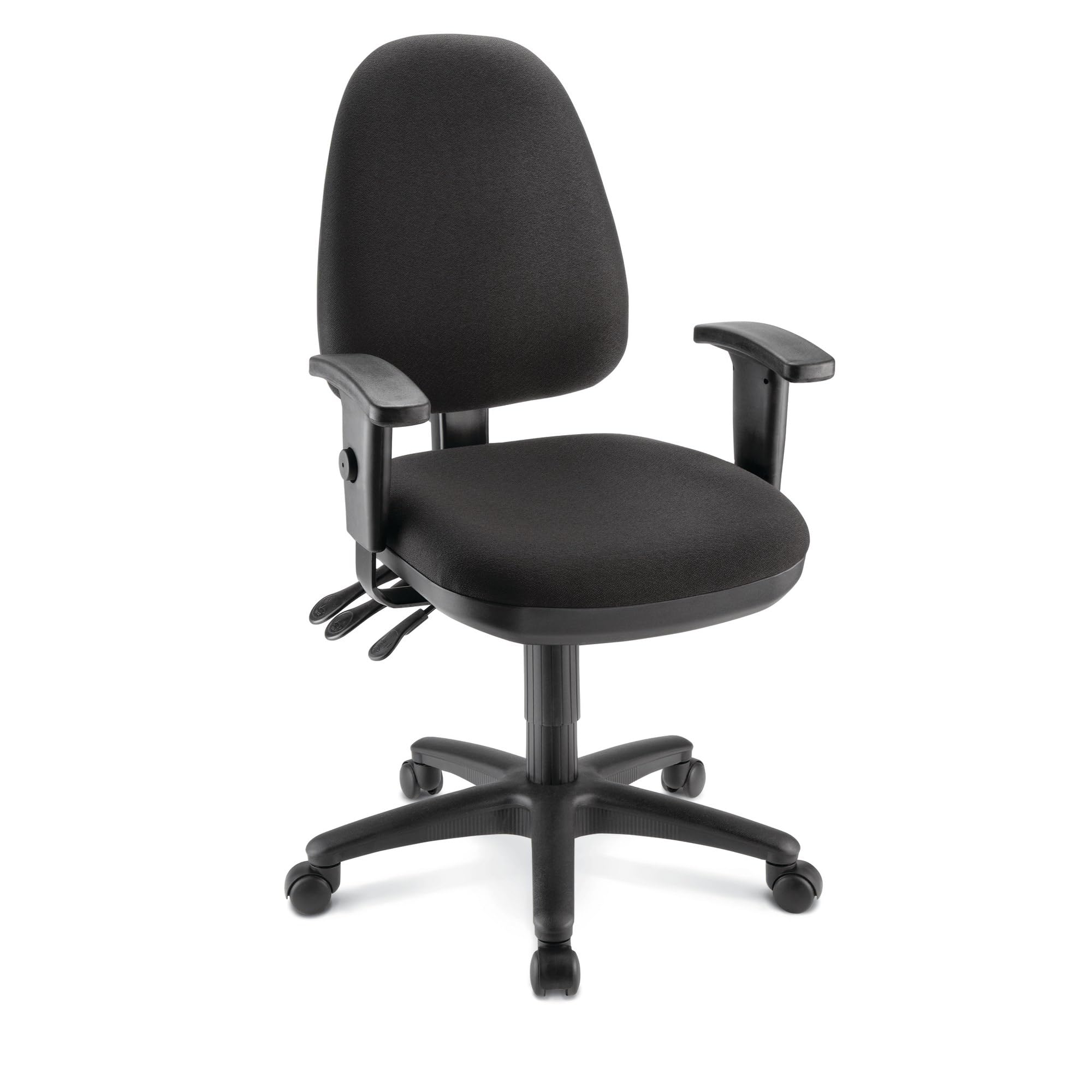 WorkPro(r) Patriot Multifunction Ergonomic Fabric Task Chair, Black, BIFMA Compliant