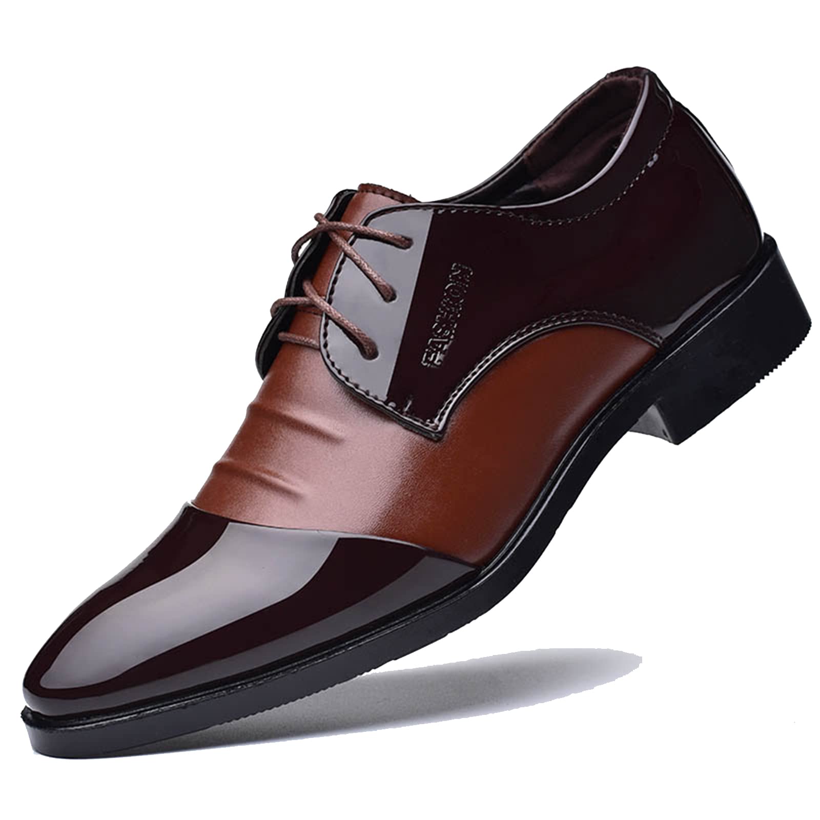 HoefirmMens Dress Shoes Oxford Shoes Patent Leather Lace-ups Formal Shoes Derbys Business Wedding