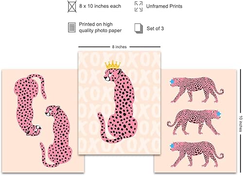 Miniatura 2 de Retro style Cheetah Wall Art - Cheetah Print Boho-chic Living room Wall Decor Aesthetic - Trendy Funky VSCO Room Decor - Minimalist Poster Set -