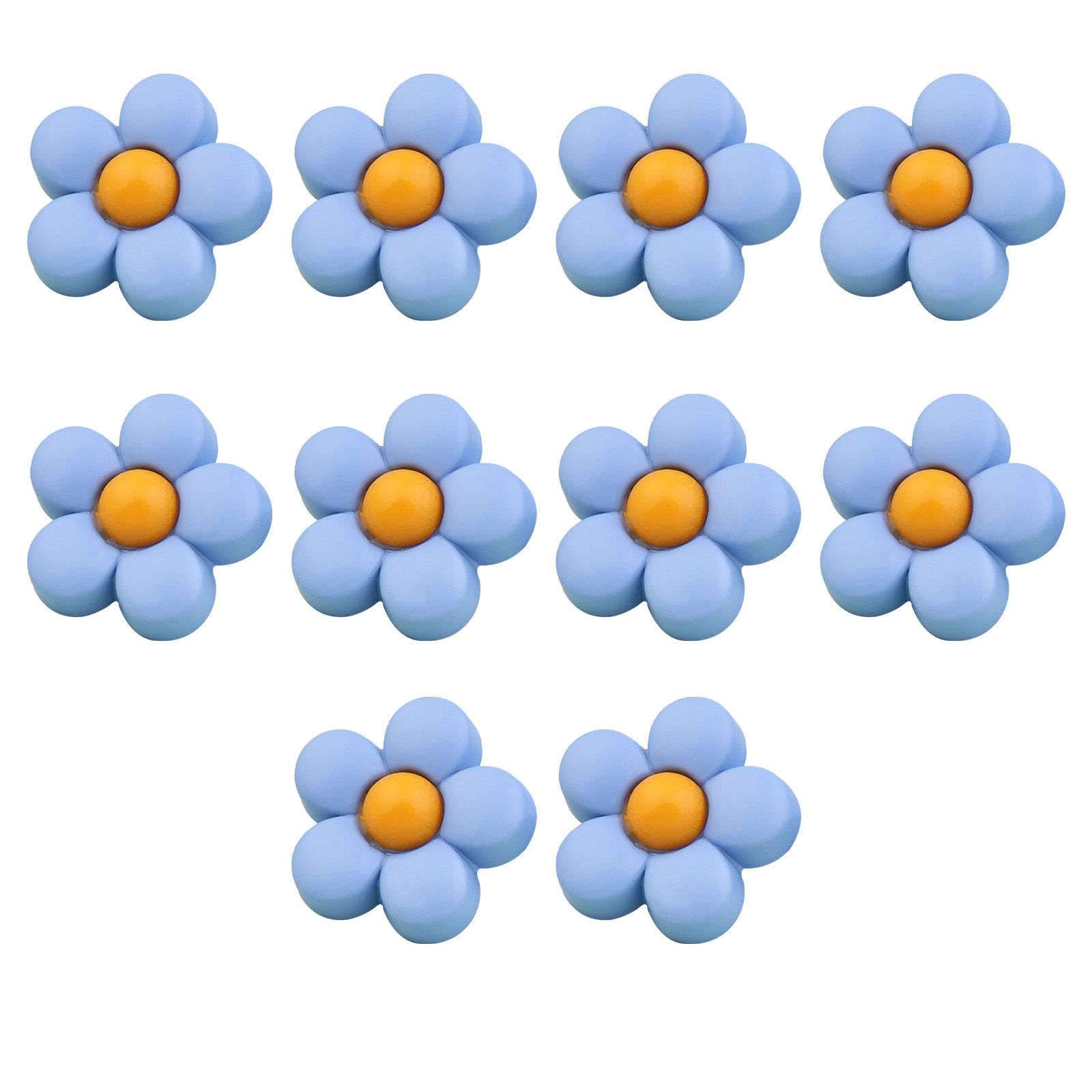 10 Pcs Small Buttons for Cardigans Novelty Shirt Buttons Flower Buttons for Baby Cardigans Plastic Buttons for Girls, Boys-Blue+yellow-18mm
