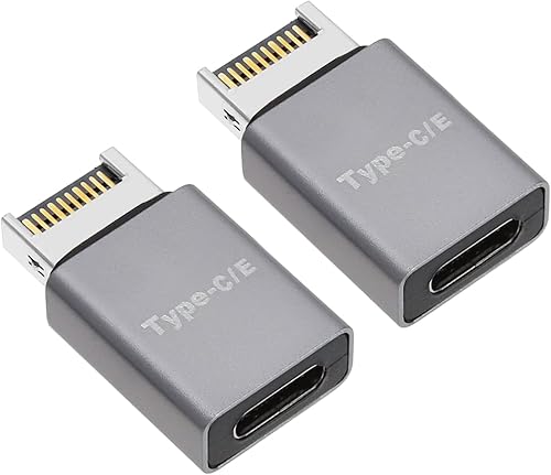 2 unids USB 3.1 Tipo E a Tipo C Adaptador de metal Placa base de computadora Adaptador frontal Accesorios de computadora 10Gbps 1.004x0.571x0.272 in