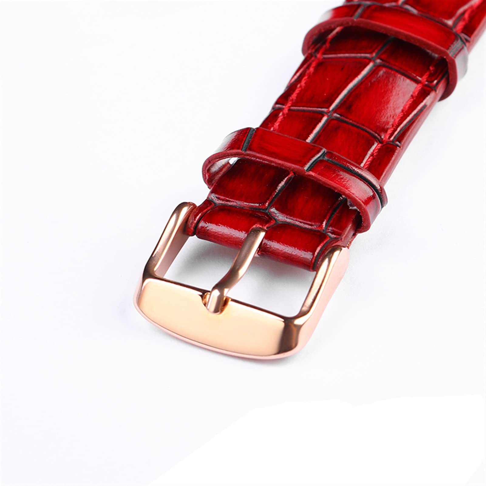VELORE Crocodile Texture Calfskin skórzany pasek do zegarka 18 mm 20 mm 22 mm pasek do zegarka dla mężczyzn i kobiet pasek do zegarka solidna klamra (czerwony srebrny, 20 mm)