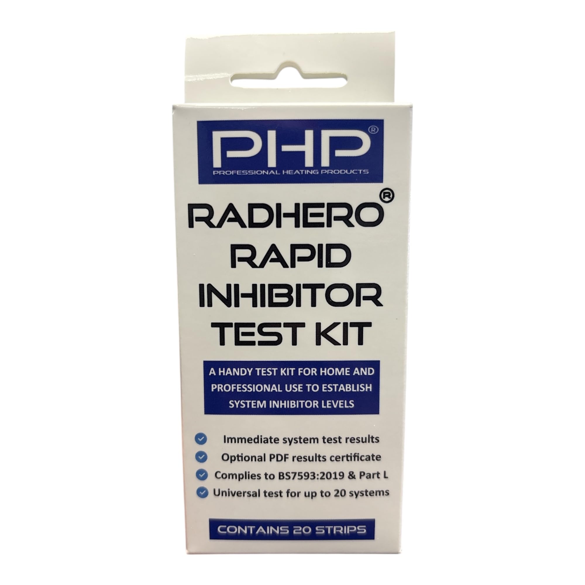 PHP Radhero Rapid Inhibitor 20 Test Kit Strips for Central Heating & Underfloor + PDF Certificate