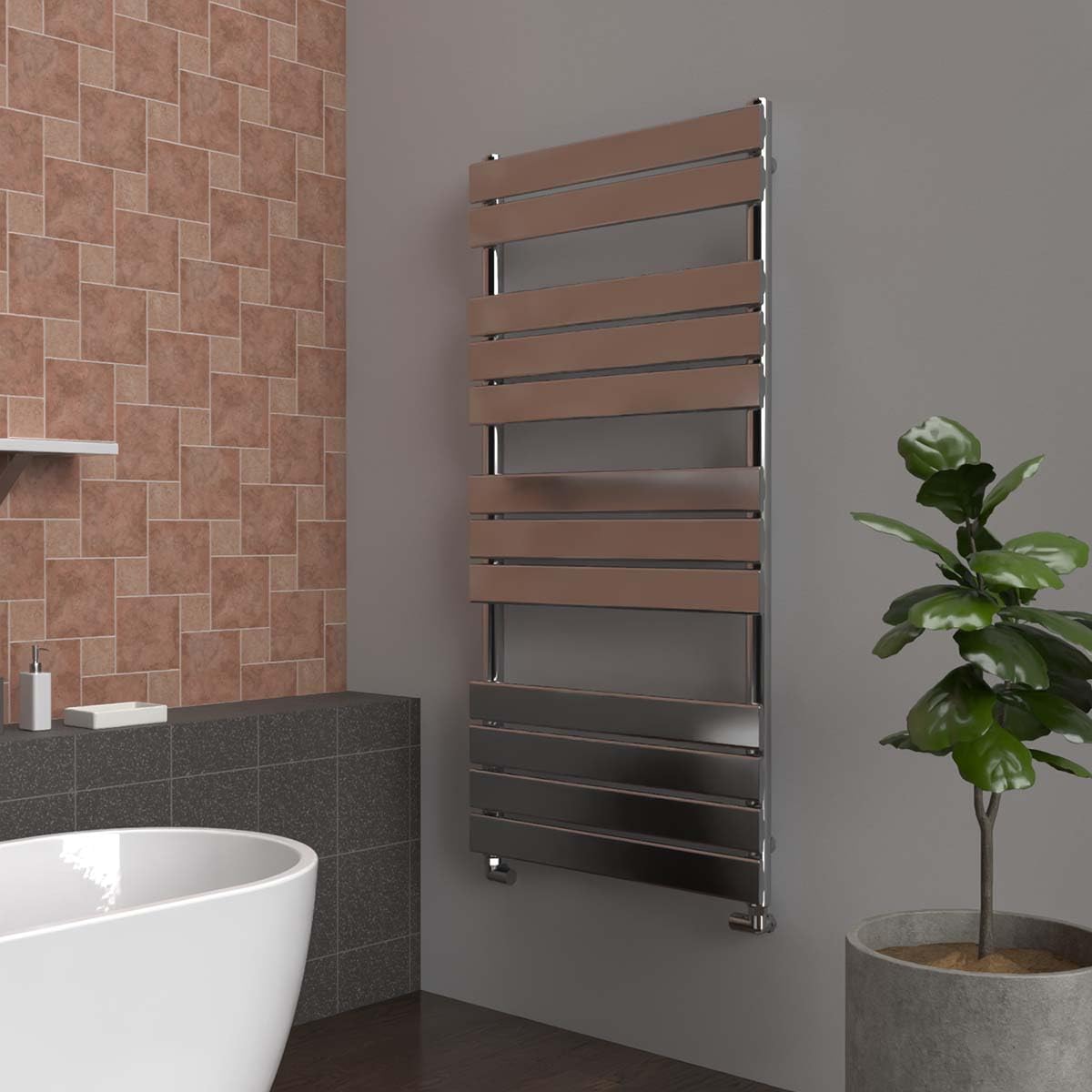 Lux Heat Chrome Flat Designer Towel Radiator 1200mm (H) x 600mm (W)