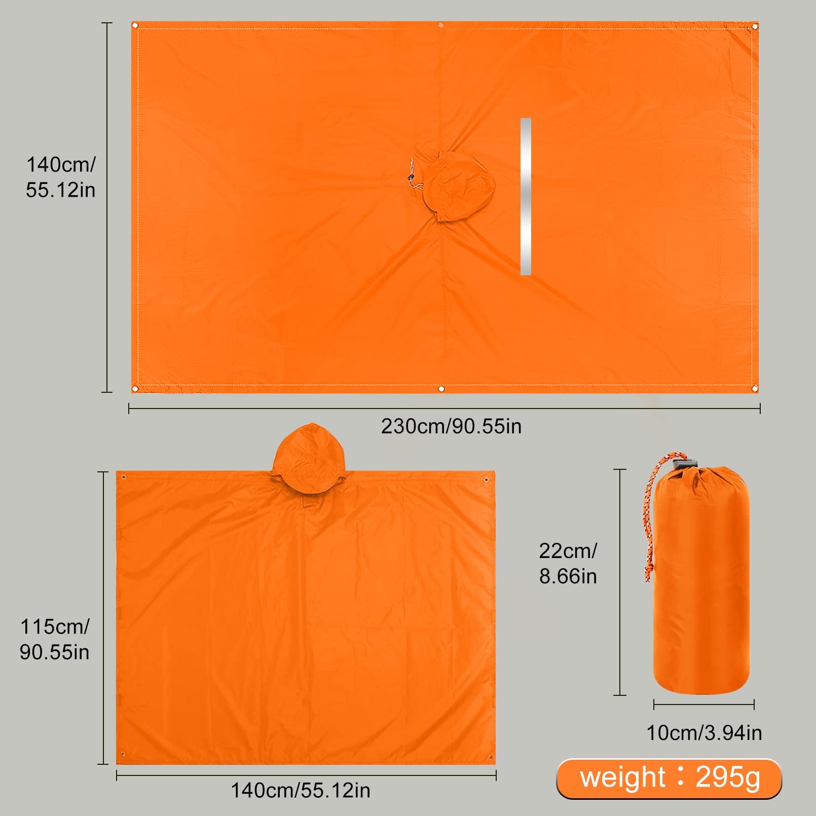 Poncho imperméable léger réutilisable avec pochette de transport pour cyclisme, randonnée, camping, activités de plein air