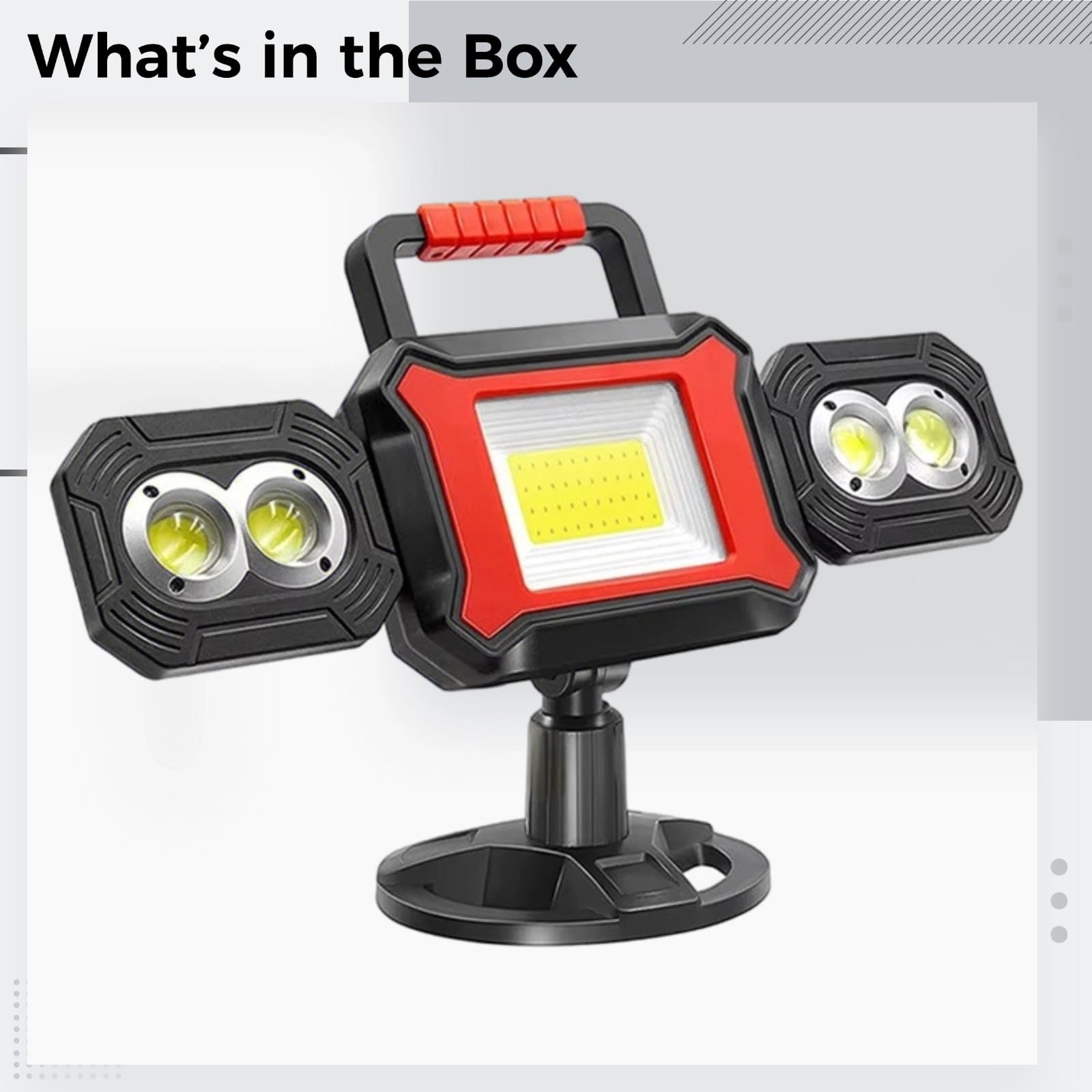 Luce da lavoro ricaricabile COB LED con forte forza di fissaggio, rotazione a 360°, portatile, per illuminazione cantiere, per esterni, ricarica di emergenza, 32 x 21 cm