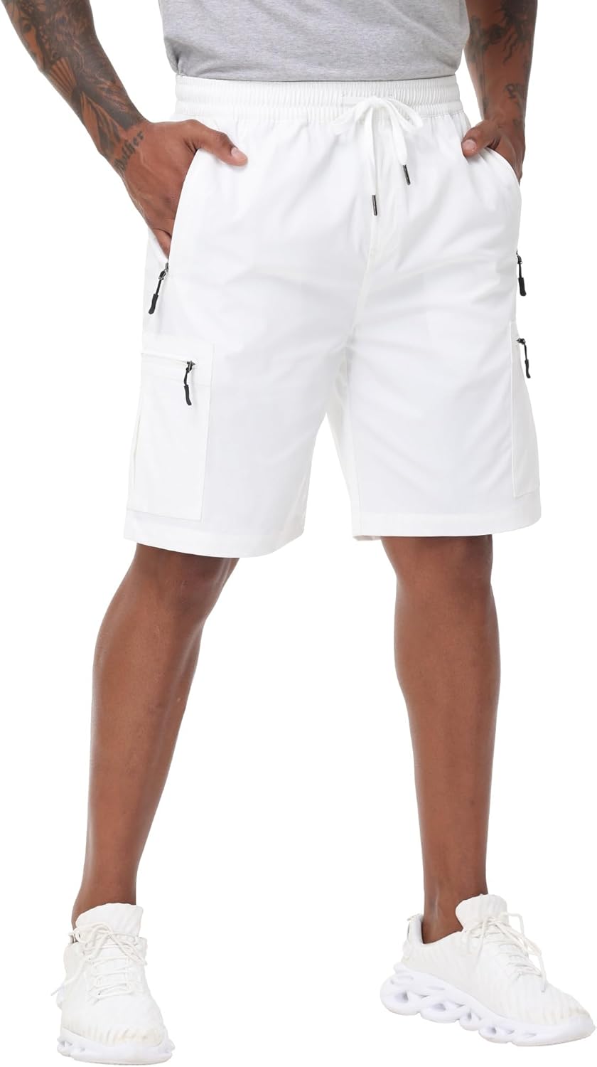 Satankud Men's Cargo Hiking Shorts 9" Lightweight Golf Shorts for Casual Work Travel Outdoor 5 Zipper Pockets - Image 2