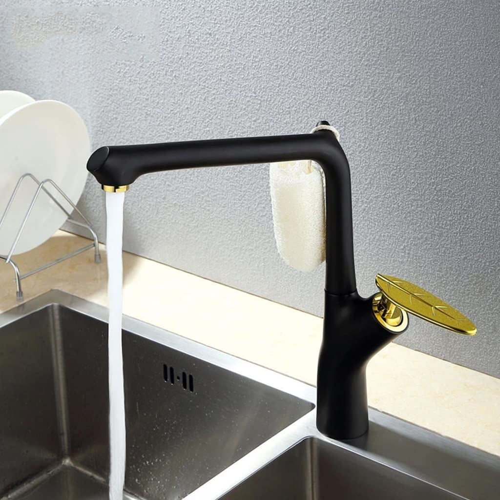SnamicE Kitchen Tap Mixer Oil Rubbed Black Bronze Swivel Singe Handle Bathroom Basin Kitchen Deck Mounted Sink Mixer Tap Faucet,