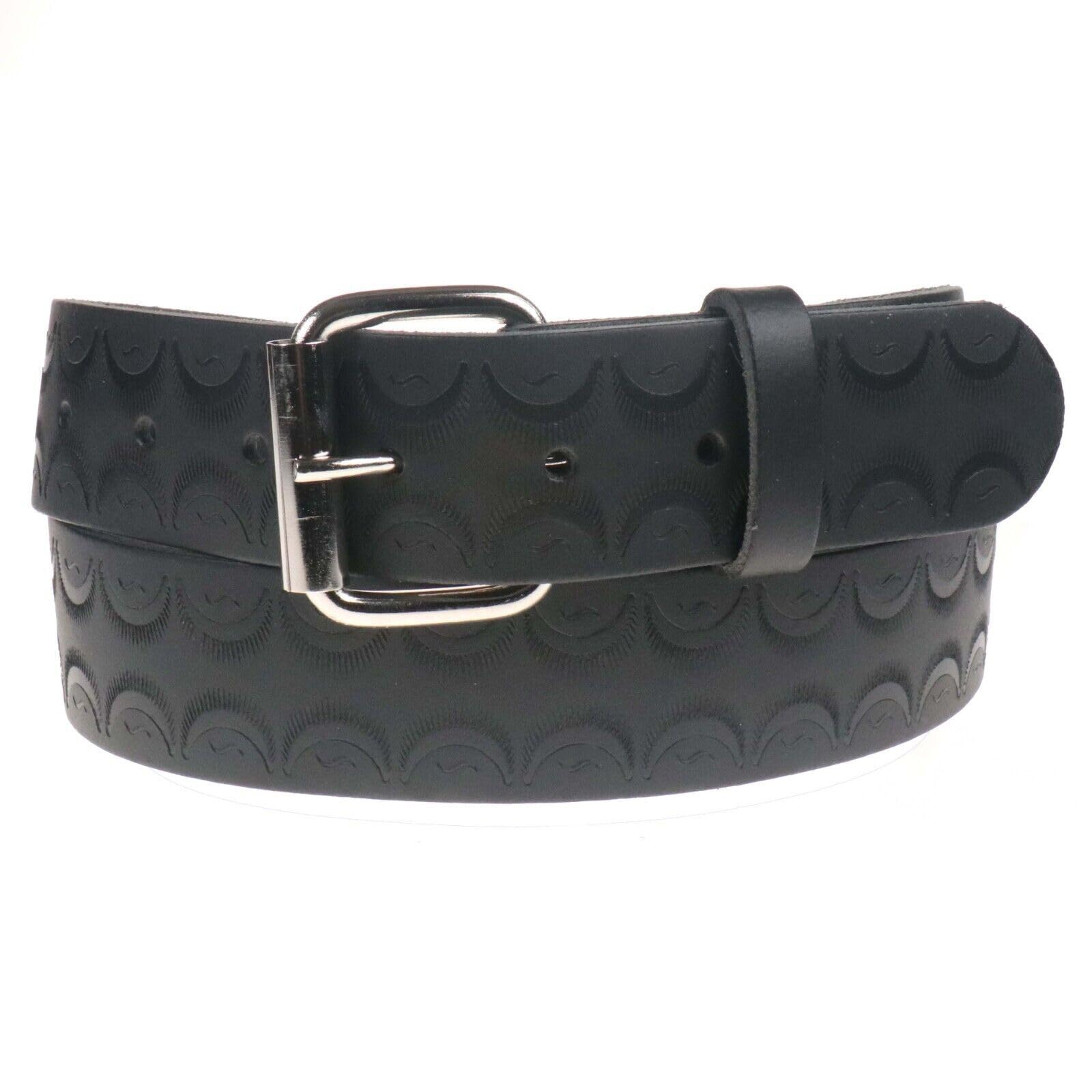 BULLET 69 Mens Belts Cow Real Leather Mens Womens Leather Belts 40mm UK Handmade[Black,Medium 32" - 36" Waist,Shell Pattern]