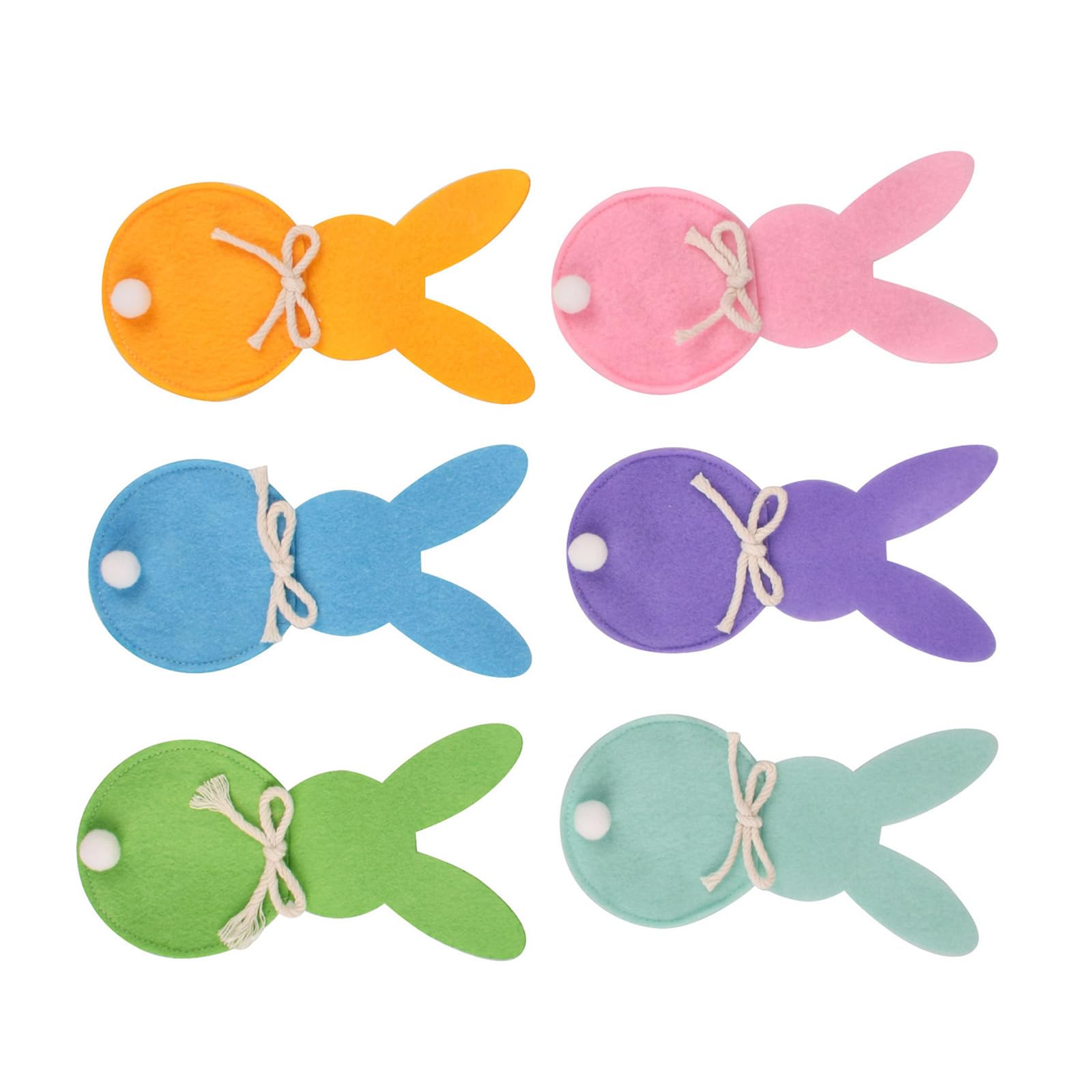 Elnwnnkc 6pcs Cloth Utensils Pouches Rabbits Cutlery Bag Rabbits Cutlery Pocket for Easters Celebration and Spring Themed Parties Easters Utensil Bags