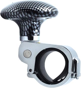 Car Steering Wheel Spinner Knob ABS Head Metal Ring Carbon Fiber Pattern