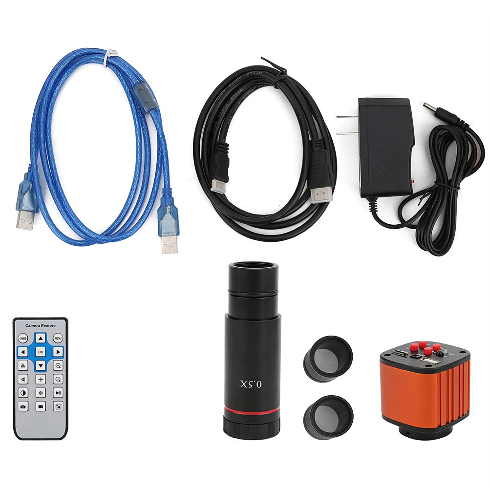 Cámara de microscopio industrial de 16MP, lente USB 0.5X Kit de cámara de microscopio de video Lupa digital 100-240V 30mm 30.5mm Adaptador de anillo(110-240V EU Plug)