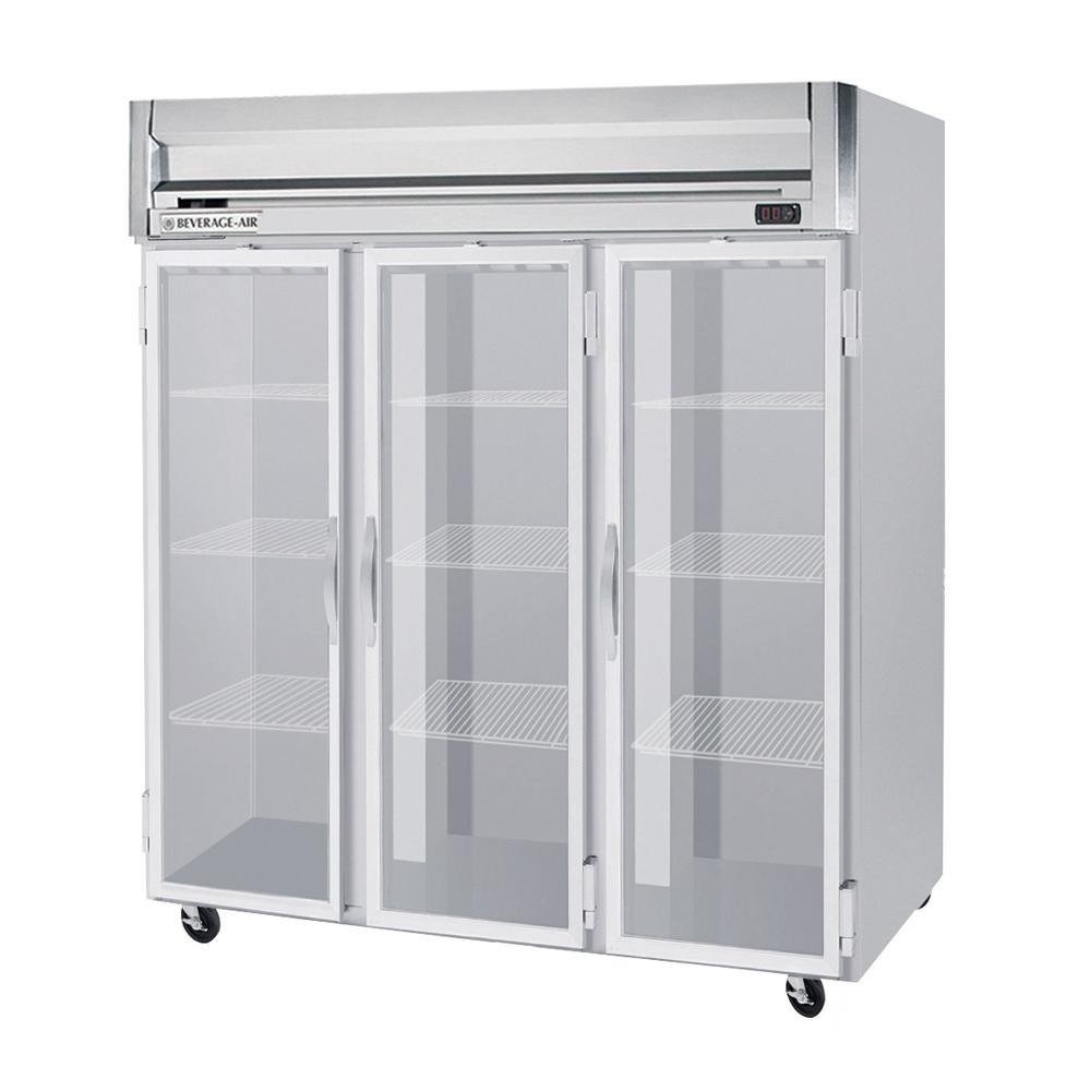 Beverage-Air HFP3-5G Horizon Series Three Section Glass Door Reach-In Freezer 74 cu.ft. Capacity Stainless Steel Front and Sides Aluminum