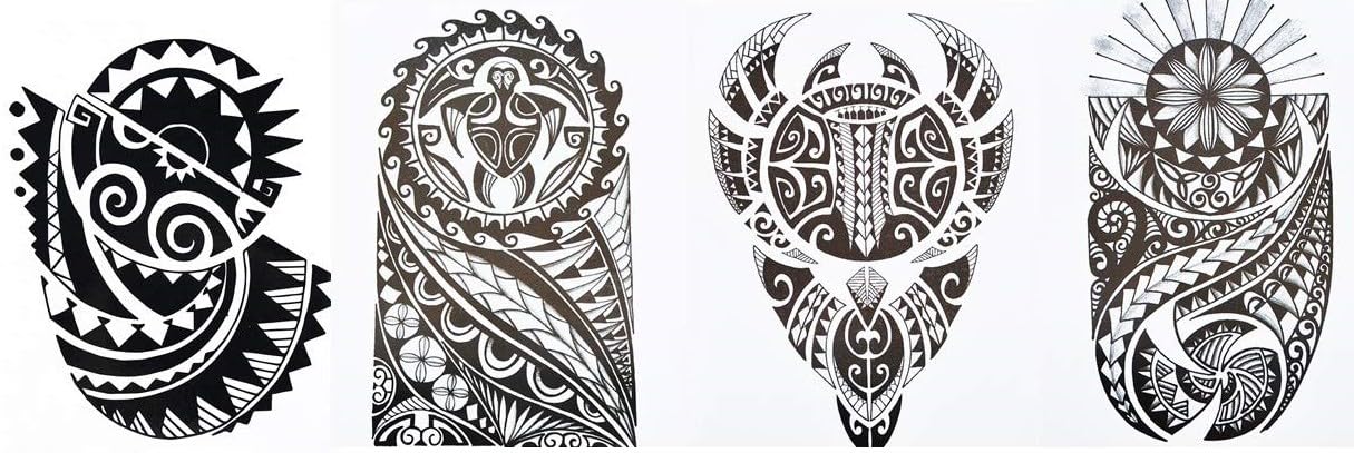 Tatuajes tribales Maori Design Tattoos 4 hojas HB Set de tatuajes para hombre