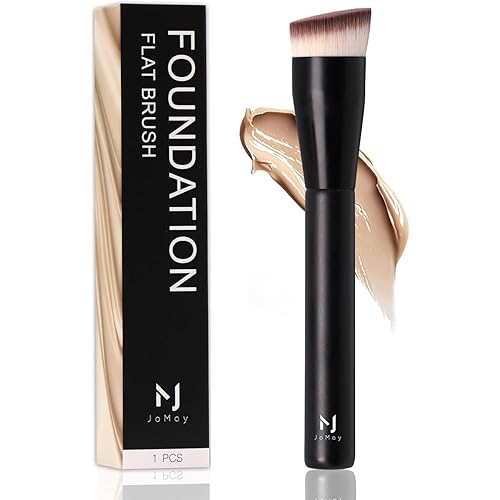 JoMay Flat Top Kabuki Foundation Brush for Liquid Makeup – Vegan Makeup Brush for Liquid, Cream & Powder – Dense, Soft Bristles for Flawless, Streak-Free Finish – Black