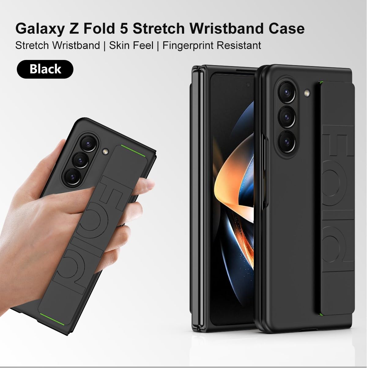 EKSED Custodia per Telefono Custodia con cavalletto per Samsung Galaxy Z Fold 5 5G Cover con Impugnatura in Silicone, Custodia Protettiva per Tutto Il Corpo con Cinturino per Dito Design Portatile