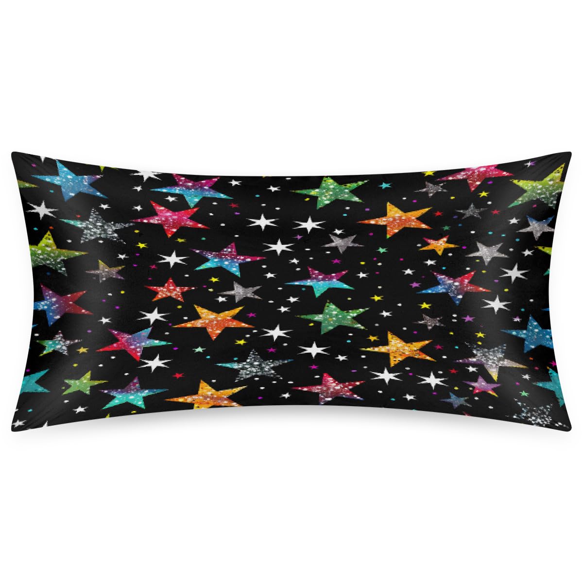Childlike Stars Beautiful Silk Pillowcase for Hair and Skin King Size Soft Satin Pillow Case with Envelope Closure Cooling Pillow Cover Slip Body Pillow Cases for Women Men(20x40inch 1pcs)